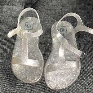 Toddler girl silver glitter jelly sandals